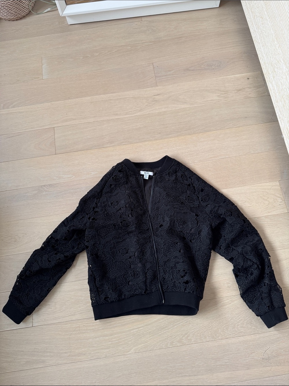 Renvy Black Lace Bomber Jacket